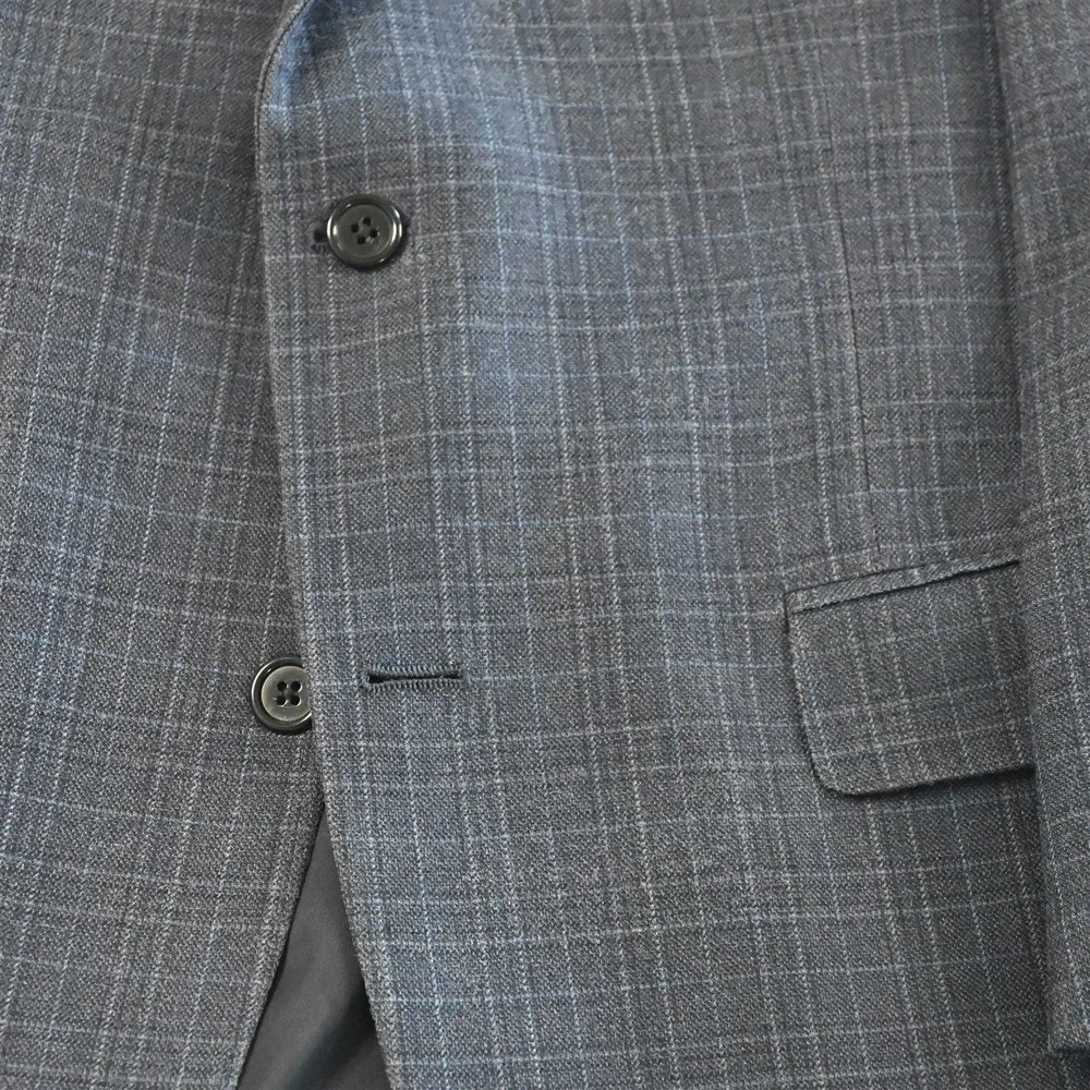 Hart Shaffner Marx 38S Blue Plaid Check Mens Blazer Suit‎ Jacket Sport Coat